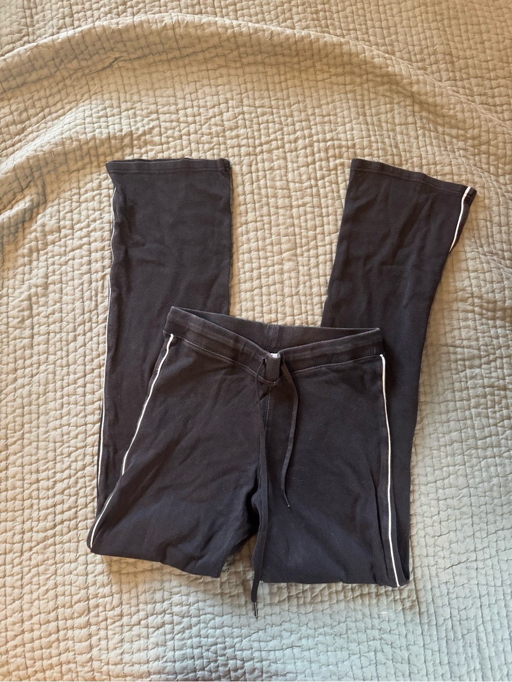 Black Vintage Kick Flare Pants with White Side Piping